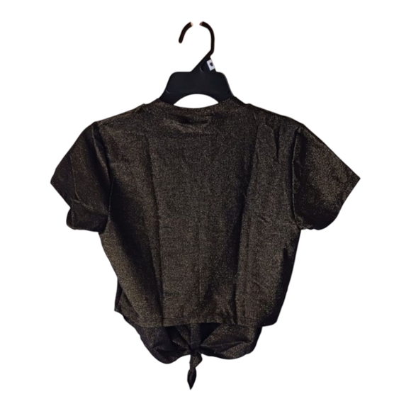 VYB Swim Cover-Up Shimmer Metallic AsymmetricalCrop Top / Black-Gold - Picture 5 of 10